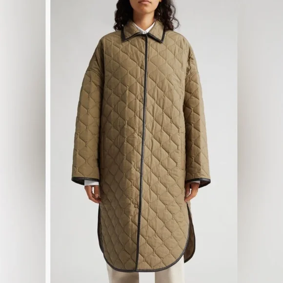 NWT $980 TOTEME Quilted Organic Cotton Cocoon Coat in Marsh - size Medium/Large - Picture 2 of 7